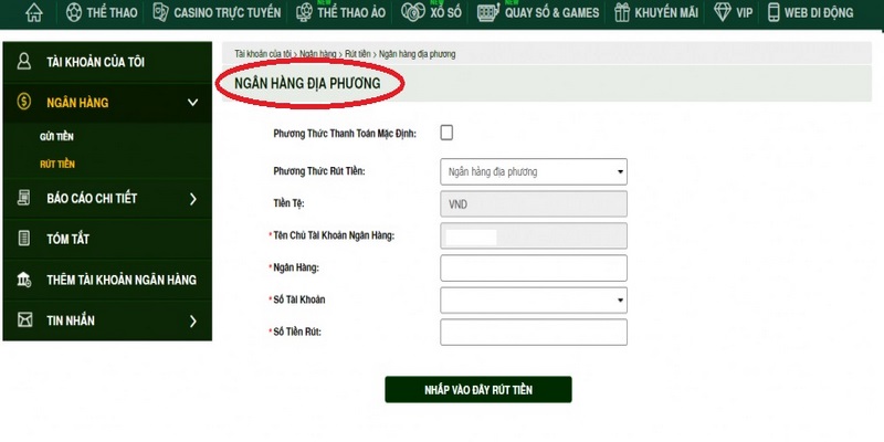 Điền thông tin theo biểu mẫu nhà cái VSBET cung cấp